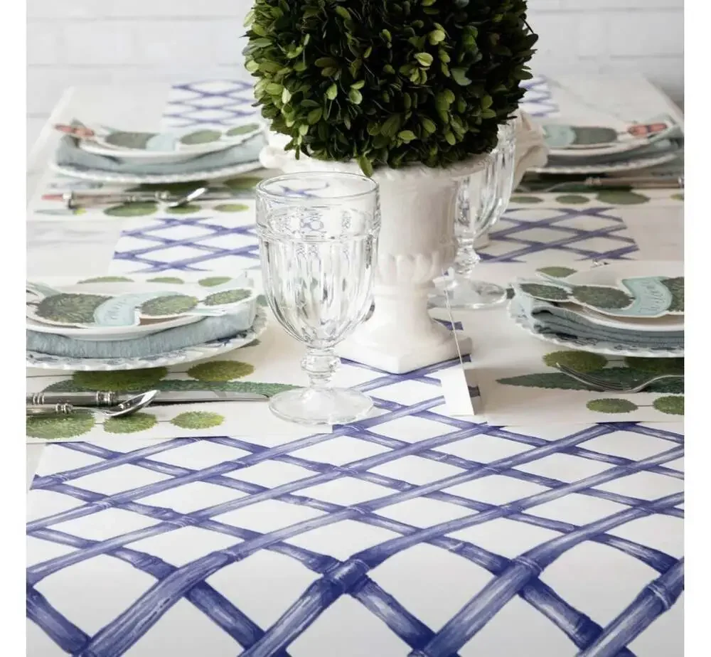 Hector & Cook Paper Lattice Paper Runner-Blue & White,  20” X 25’ , New
